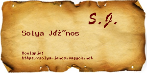 Solya János névjegykártya